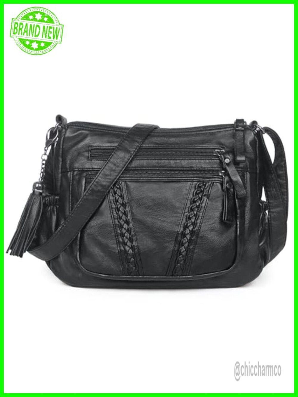 PU Leather Crossbody Bag Tassel Satchel Adjustable Strap Everyday